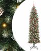 vidaXL Kunstmatige slanke kerstboom met 300 LED Groen en Wit 180 cm