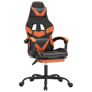 vidaXL Gamestoel met voetensteun kunstleer zwart en oranje