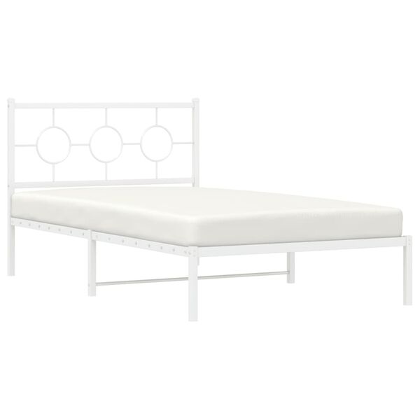 vidaXL Bedframe met hoofdbord metaal wit 107x203 cm