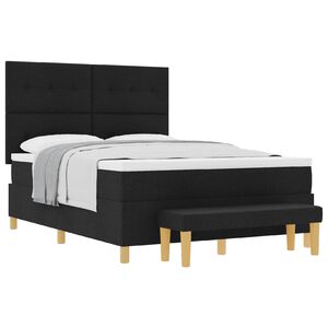 vidaXL Boxspring bed met hoofdeinde Zwart 200 x 140 cm Stof