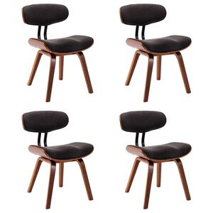 vidaXL Eetkamerstoelen 4 st gebogen hout en stof grijs