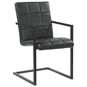 vidaXL Eetkamerstoelen 2 st echt leer zwart