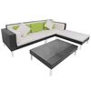 vidaXL 4-delige Loungeset met kussens poly rattan zwart