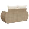 vidaXL Tuinbank 2-zits met kussens poly rattan beige