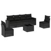 vidaXL 7-delige Loungeset met kussens poly rattan zwart