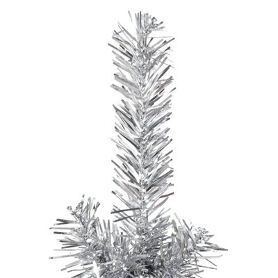 vidaXL Kunstkerstboom half met standaard smal 180 cm zilverkleurig