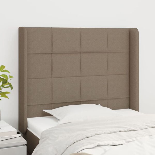 vidaXL Hoofdbord met randen 103x16x118/128 cm stof taupe