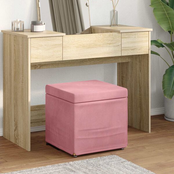 vidaXL Kruk Roze 41 x 41 x 40 cm Velvet en Gefabriceerd Hout