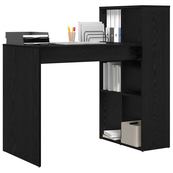 vidaXL Bureau met plank Zwart Eiken 108 x 55 x 103.5 cm Bewerkt hout