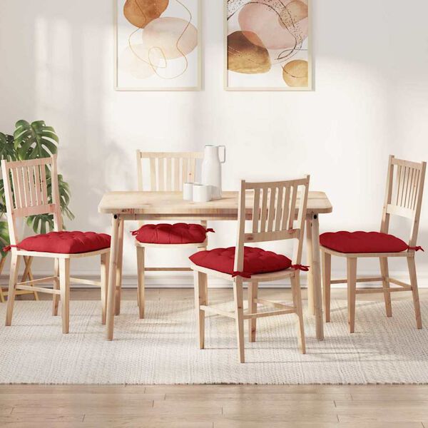 vidaXL Zitkussens 4 pcs Rood 40 x 40 x 6 cm Stof
