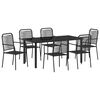 vidaXL Tuin eettafelset 7 pcs Zwart Gepoedercoat staal