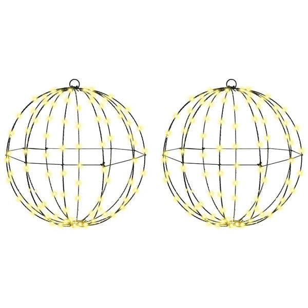 vidaXL Bal met 192 LED 2 pcs Warmwit 43,5 cm Metaal