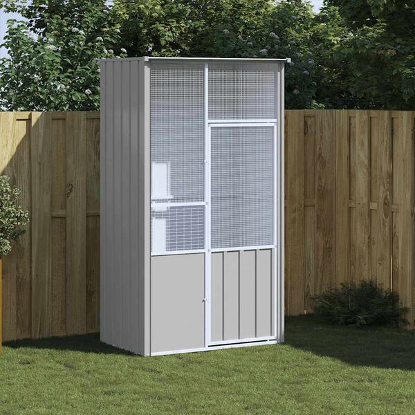 vidaXL Vogelkooi 115x78x200 cm gegalvaniseerd staal grijs