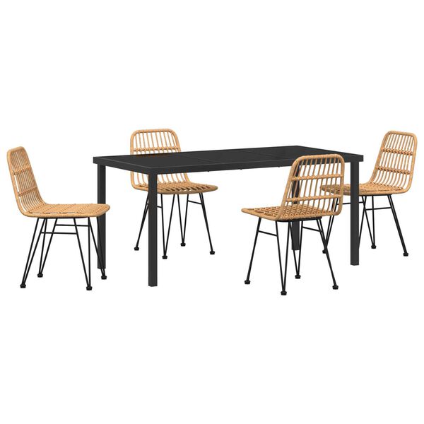 vidaXL Tuin eettafelset 5 pcs Bruin Gepoedercoat staal