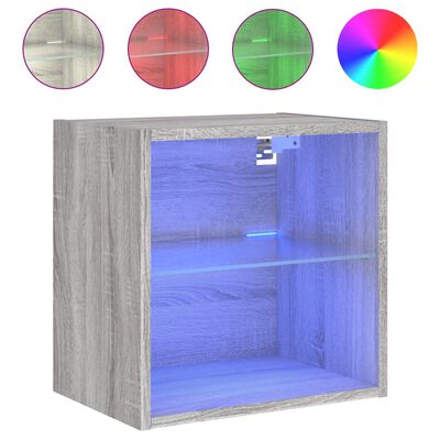 vidaXL Nachtkastje met LED's wandgemonteerd grijs sonoma eikenkleurig