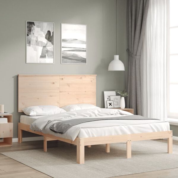 vidaXL Bedframe met hoofdbord massief hout