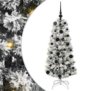 vidaXL Kunstmatige Inklapbare Kerstboom 150 LED's Groen en Wit 120 cm