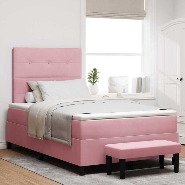 vidaXL Boxspring bed met matras Roze 120 x 190 cm Fluweel