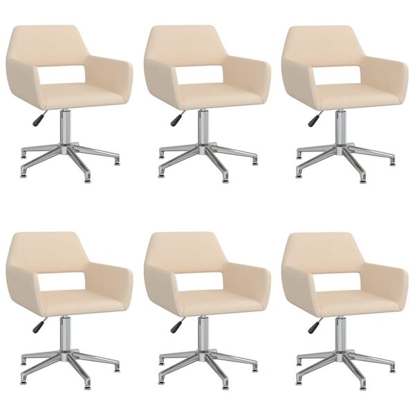 vidaXL Eetkamerstoelen 6 st stof cr&egrave;mekleurig