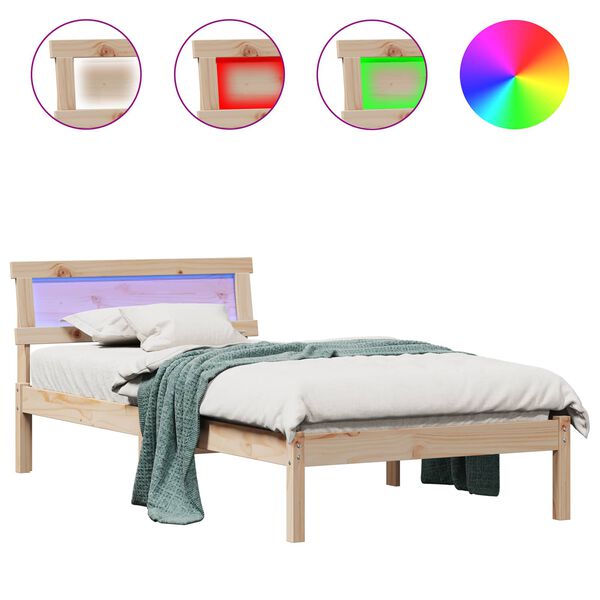 vidaXL Bedframe met hoofdeinde Bruin 75 x 190 cm Massief grenenhout