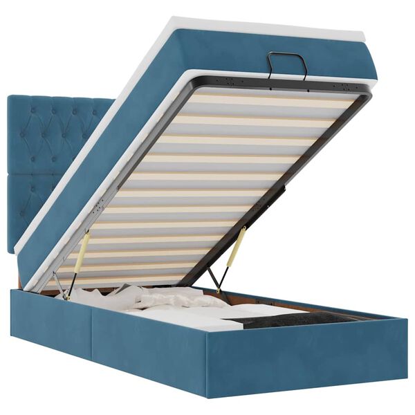 vidaXL Ottoman bed met matrassen 90x190cm fluweel donkerblauw