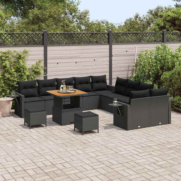 vidaXL Tuin Sofa Set 13 pcs Zwart poly rattan