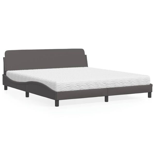 vidaXL Bed met matras "Dover" kunstleer grijs 180x200 cm