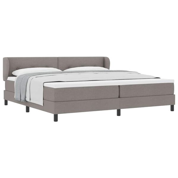 vidaXL Boxspringbed met matras met hoofdeinde Taupe 200 x 200 cm Stof