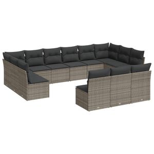 vidaXL 13-delige Loungeset met kussens poly rattan grijs