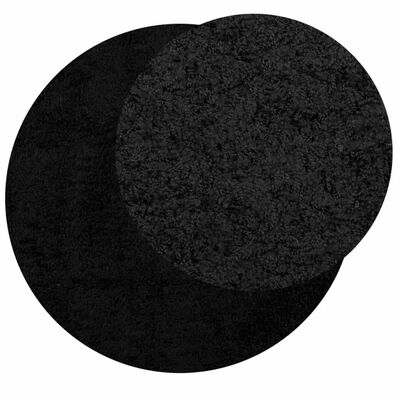 vidaXL Vloerkleed PAMPLONA shaggy hoogpolig modern Ø 120 cm zwart