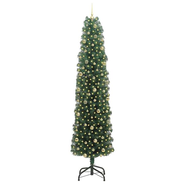vidaXL Kunstkerstboom Groen 240 cm PVC en Staal en Kunststof