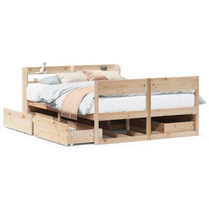 vidaXL Bedframe zonder matras massief grenenhout 135x190 cm