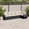 vidaXL 6-delige Loungeset met kussens poly rattan zwart