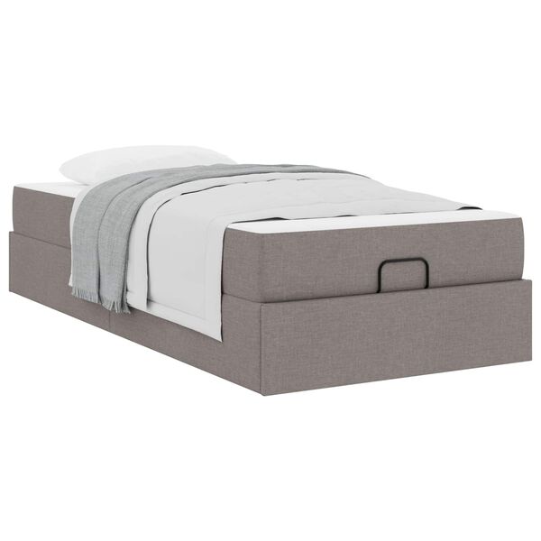 vidaXL Bedframe met matras met matras 2 pcs Taupe Stof