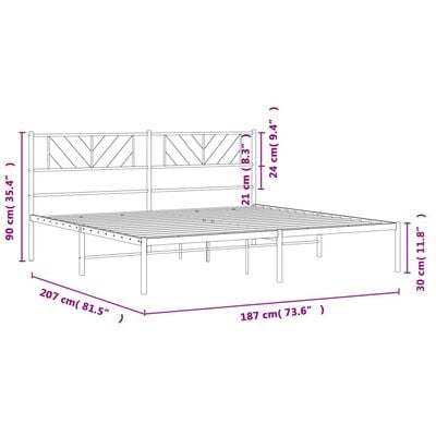 vidaXL Bedframe met hoofdbord metaal wit 180x200 cm