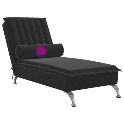 vidaXL Massage chaise longue met bolster fluweel zwart