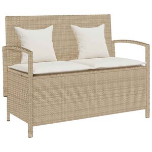 vidaXL Tuinbank met kussen poly rattan beige