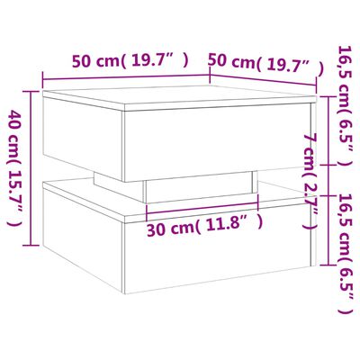 vidaXL Salontafel met LED-verlichting 50x50x40 cm grijs sonoma eiken