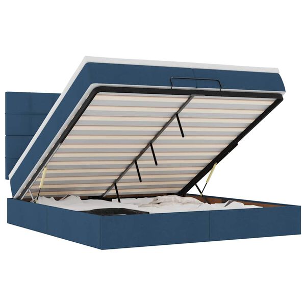 vidaXL Ottoman bed met matrassen 200x200cm stof blauw