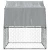 vidaXL Hondenkennel met dak en deur gegalvaniseerd staal zilverkleurig