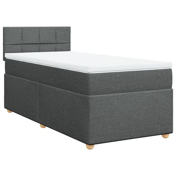 vidaXL Boxspring met matras stof donkergrijs 100x200 cm