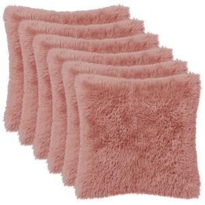 vidaXL Kussensloop 6 st HEERLEN Roze 30 x 30 cm PV Fleece