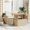 vidaXL Tuintafel 100x55x73 cm poly rattan en acaciahout beige