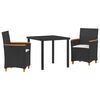vidaXL Tuin eettafelset 3 st Zwart poly rattan
