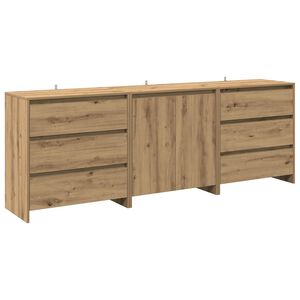 vidaXL 3-delige Dressoirs bewerkt hout artisanaal eikenkleur