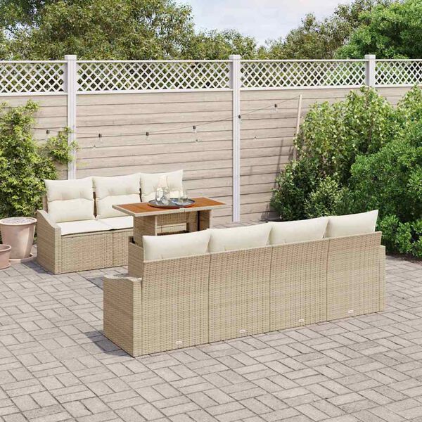 vidaXL Tuin Eetset met kussen Beige en Cr&egrave;me 100 x 55 x 73 cm