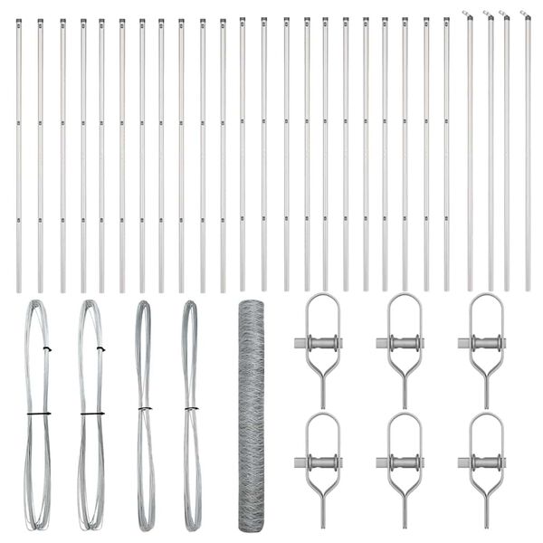 vidaXL Afrasteringspaal Zilver 50 x 1,4 m (50 mm gaas) Staal