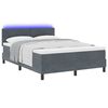 vidaXL LED Box Spring Bed met matras Donkergrijs 160 x 200 cm Fluweel