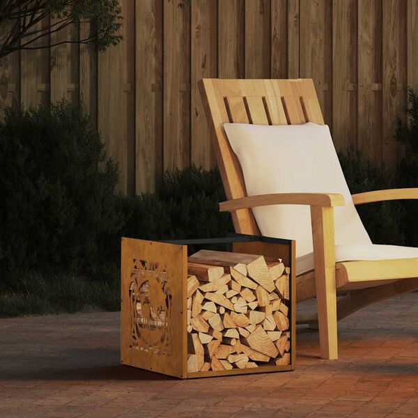 vidaXL Brandhoutrek 40x40x40 cm weervast staal