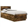 vidaXL Bedframe met hoofdeinde Gerookt eiken 90 x 190 cm Bewerkt hout